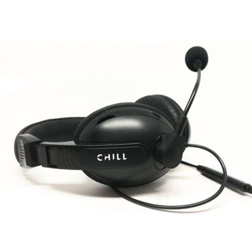 CHILL SZTEREO USB HEADSET, fekete, 2m-es kábel, ki-be kapcsolható mikrofon