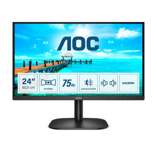 AOC monitor 23.8" 24B2XDAM, 1920x1080, 16:9, 4ms, 250cd/m2, VGA/DVI/HDMI, hangszóró