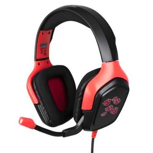 KONIX - NARUTO "Akatsuki" 2.0 Fejhallgató Vezetékes Gaming Stereo Mikrofon, Fekete-Piros